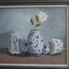 3173  "Single White Rose with Chinese Pottery" 16" x 20" oil on canvas $250.00 framed