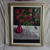 3121 Red Roses and red Glass" oil on canvas 18" x 24" $350.00 framed