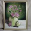 3132 "Pink Shrub Roses in Green Vase" 16 x 20 oil n canvas $250.00 framed