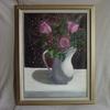 3133 "Pink Roses in White Pitcher" 16 x 20 oil on canvas $250.00 framed