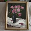 3203 Pink Roses and Glass, 18 x 24", oil on canvas, framed$350.00