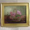 3206 Pink Roses in a Basket, oil on canvas, framed $250.00. size is 16 x 20"